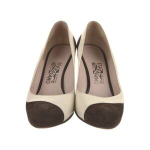 SALVATORE FERRAGAMO Suede Colorblock Pattern Pumps